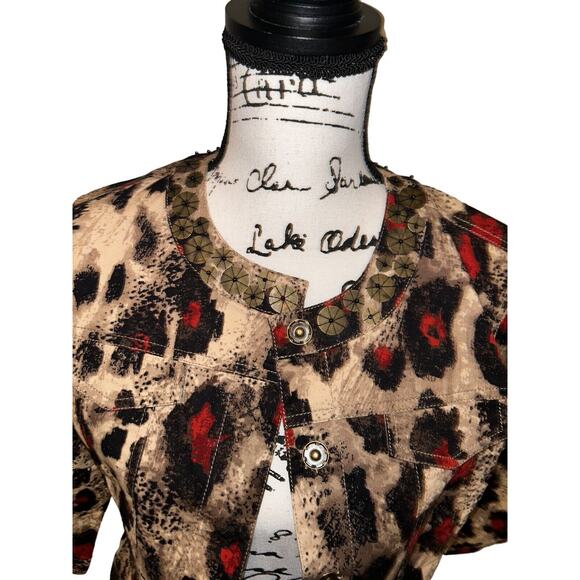 Ruby Rd petite tops / Gorgeous Top Red, Browns- Size Petite 8- NWT- $64 - Picture 3 of 15